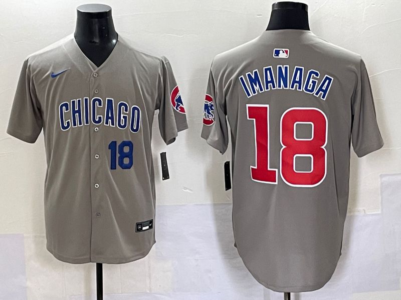 Men 2025 Chicago Cubs #18 Imanaga Grey Game Nike MLB Jersey style 70310->chicago cubs->MLB Jersey
